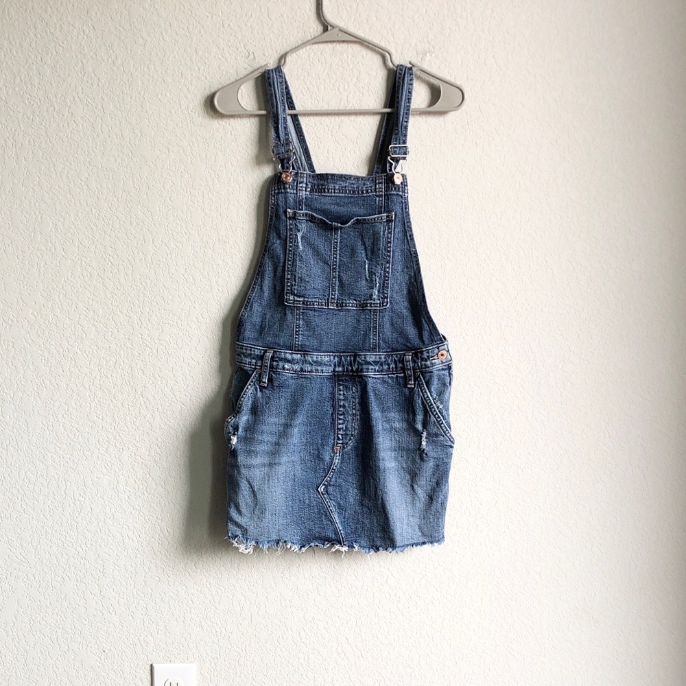 Silver Jeans Skirtall Skirt Overalls Denim Distressed Cutoff Western Cowgirl